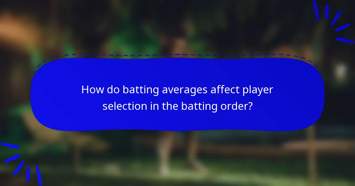 How do batting averages affect player selection in the batting order?