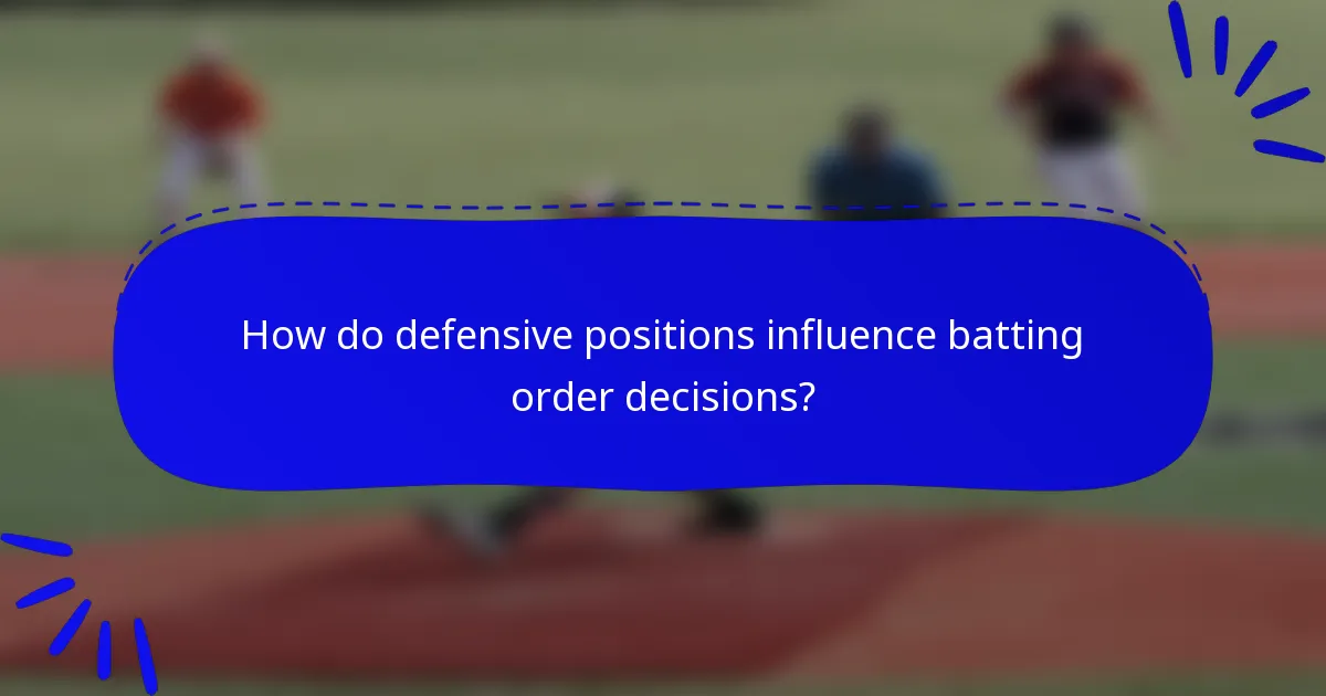 How do defensive positions influence batting order decisions?
