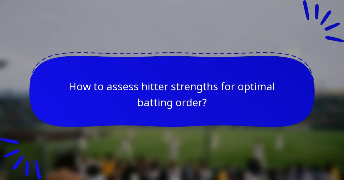 How to assess hitter strengths for optimal batting order?