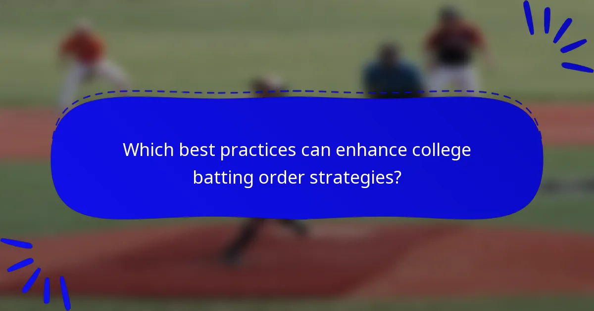 Which best practices can enhance college batting order strategies?