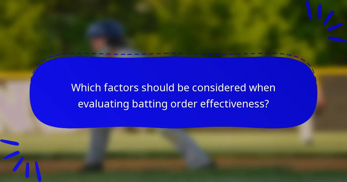 Which factors should be considered when evaluating batting order effectiveness?