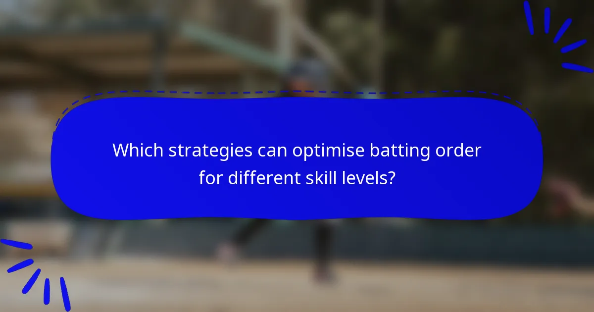 Which strategies can optimise batting order for different skill levels?